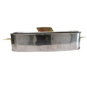 Stainless Steel Fish Poacher With Brass Handles & Lid Removable Tray